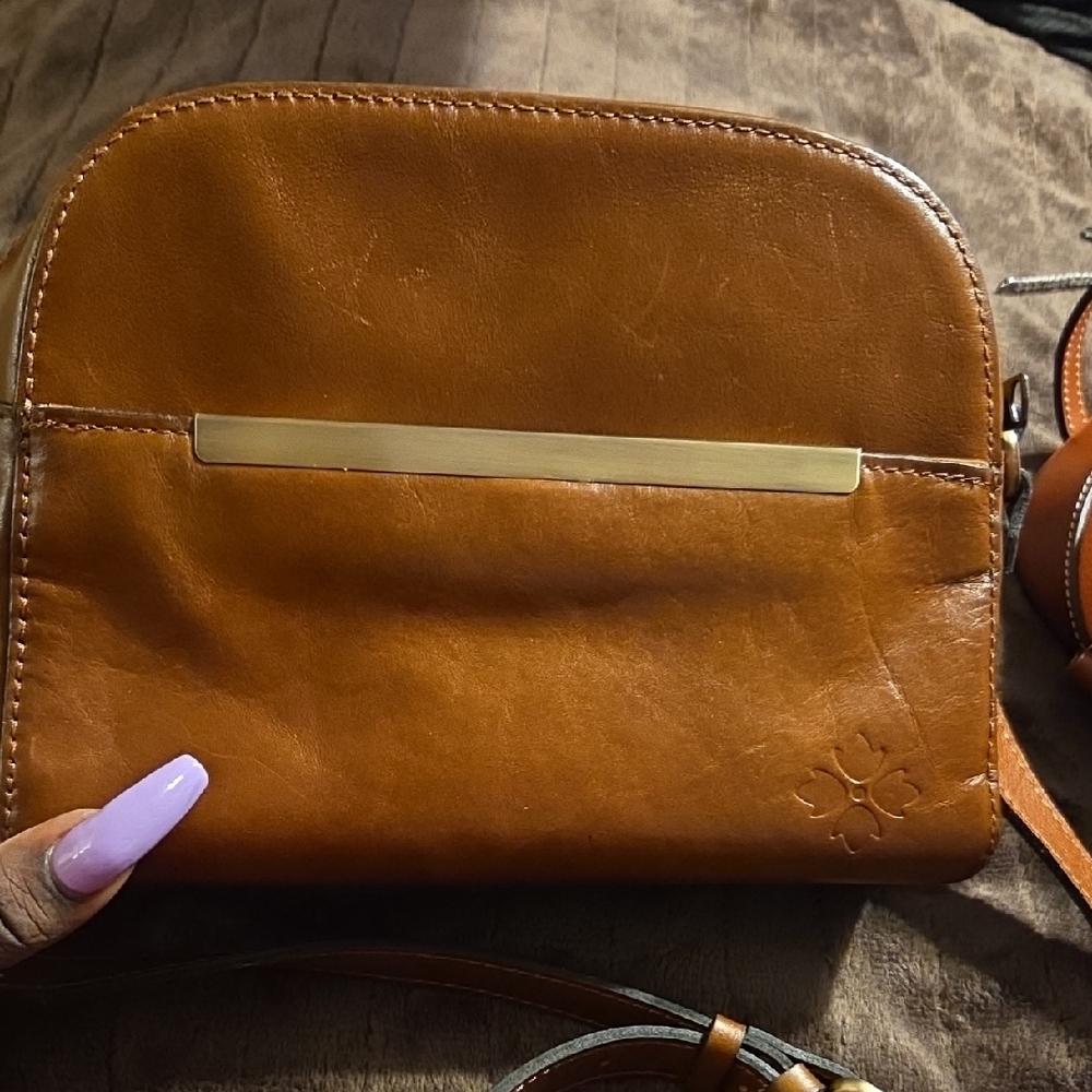 Patricia Nash Tan Leather Crossbody Bag with Gold Accent